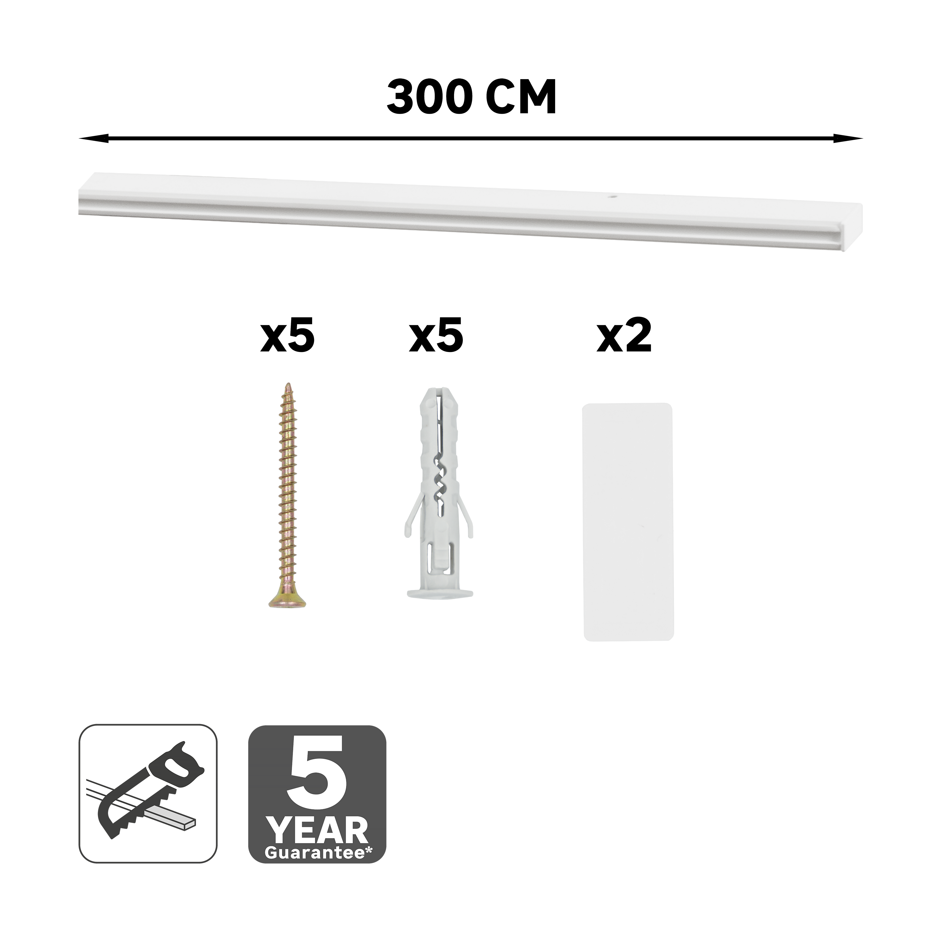 Pojedyncza szyna sufitowa PCV Drida 300 cm - 4