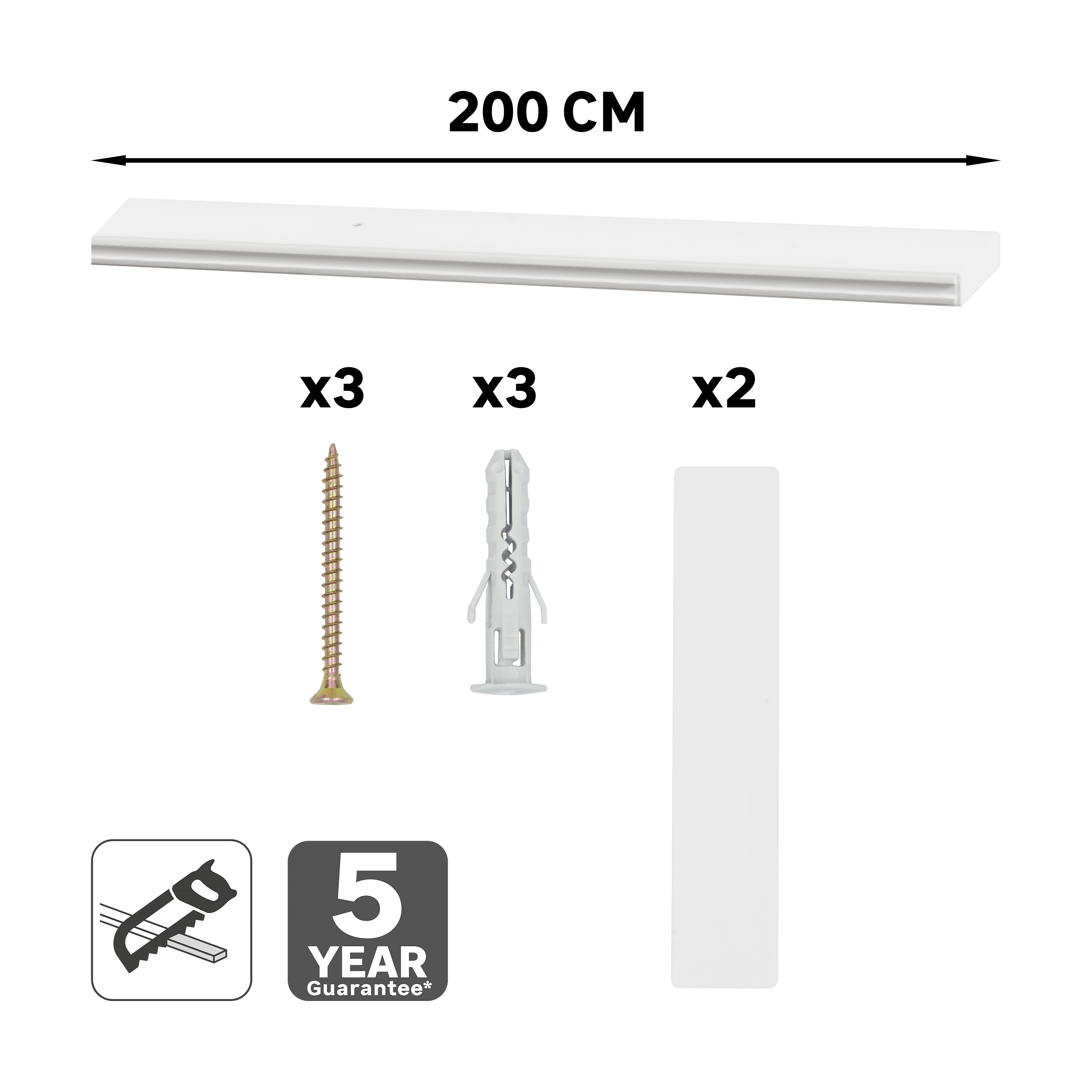 Podwójna szyna sufitowa PCV Drida 200 cm - 4