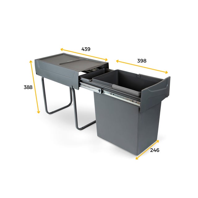 Poubelle sous-évier 20 Litres Gris Anthracite