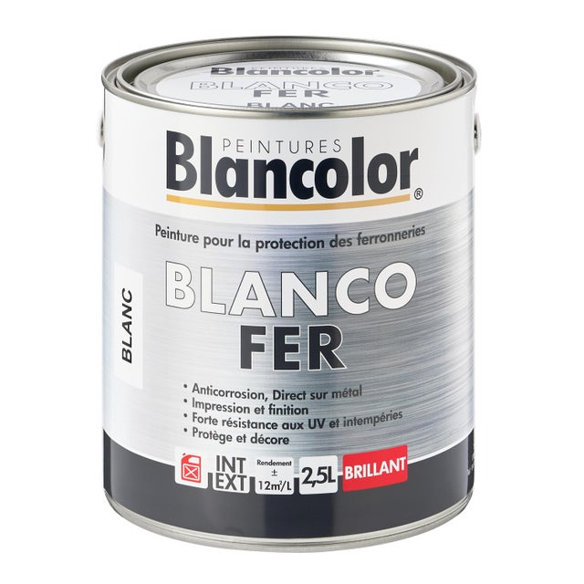 Peinture fer brillante blanc 2,5 L - BLANCOLOR