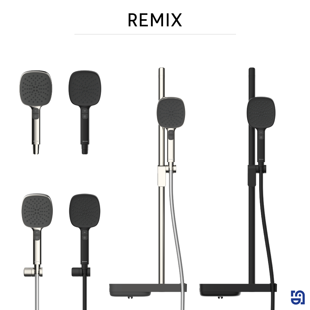 Alcachofa de ducha + flexo + barra SENSEA Remix negro con 3 funciones - 9