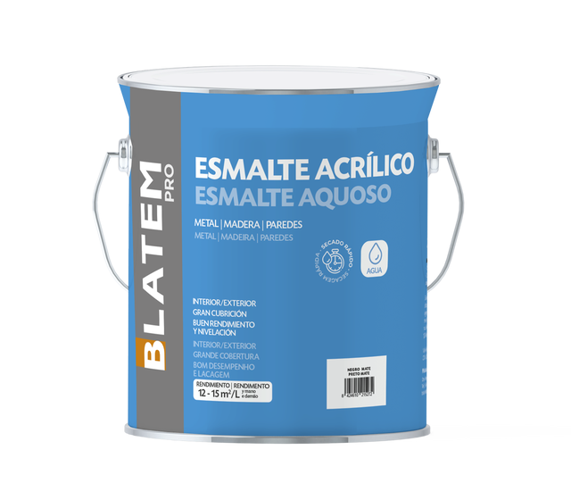 ESMALTE AQUOSO MATE BLATEM 4L PRETO