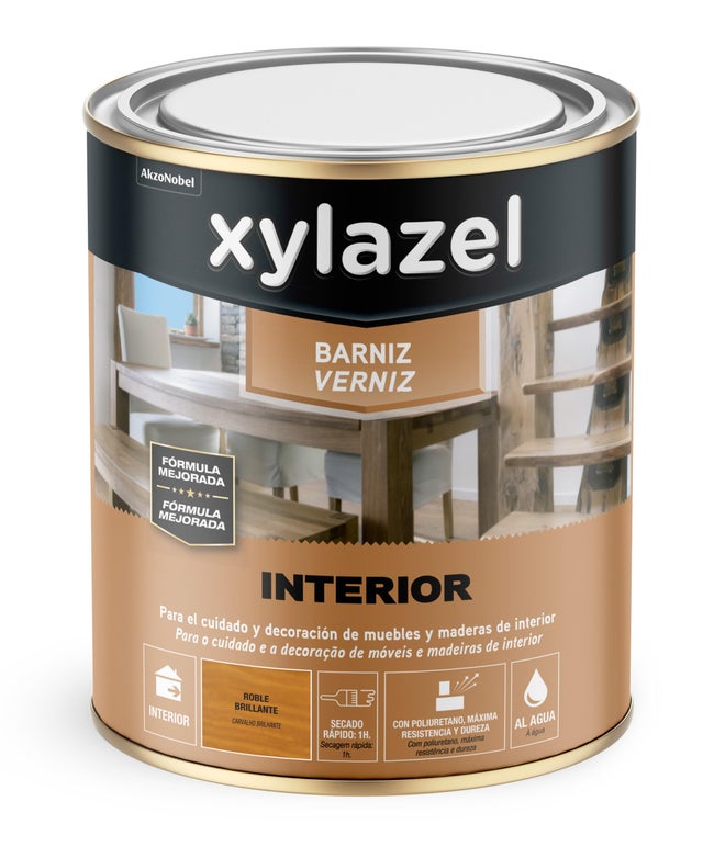 VERNIZ INTERIOR AQUOSO BRILHANTE XYLAZEL 750ML CARVALHO