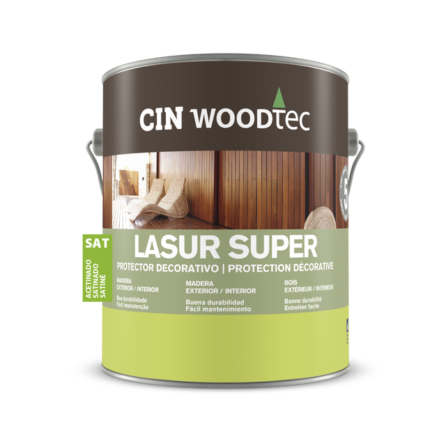 LASUR EXTERIOR AQUOSO ACETINADO CIN WOODTEC SUPER 4L IPE