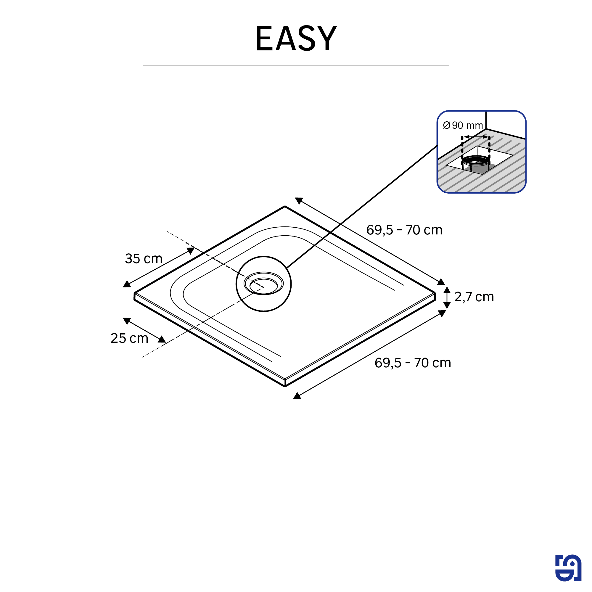 Receveur de douche résine blanc L.70 x l.70 cm Easy 2 - 5
