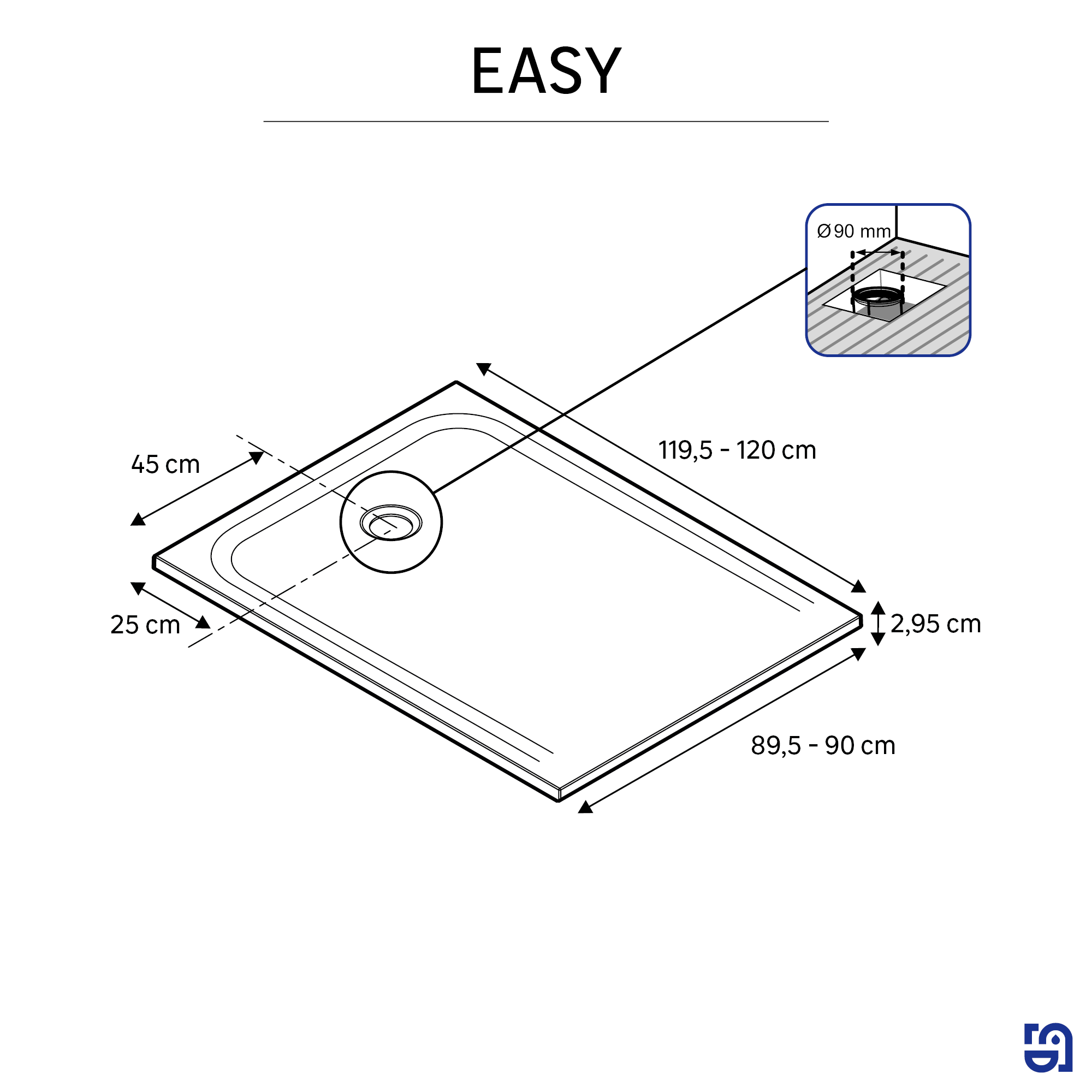 Receveur de douche résine blanc L.120 x l.90 cm Easy 2 - 4