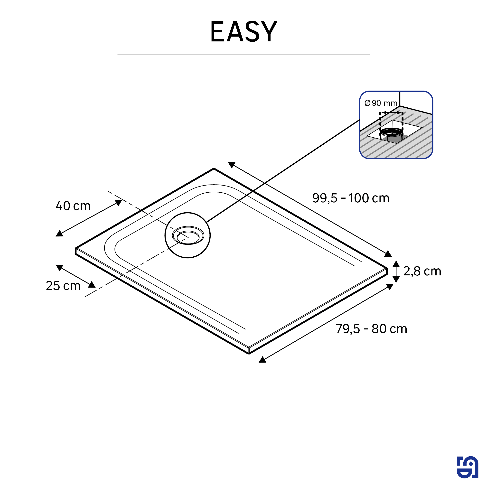 Receveur de douche résine blanc L.120 x l.80 cm Easy 2 - 5