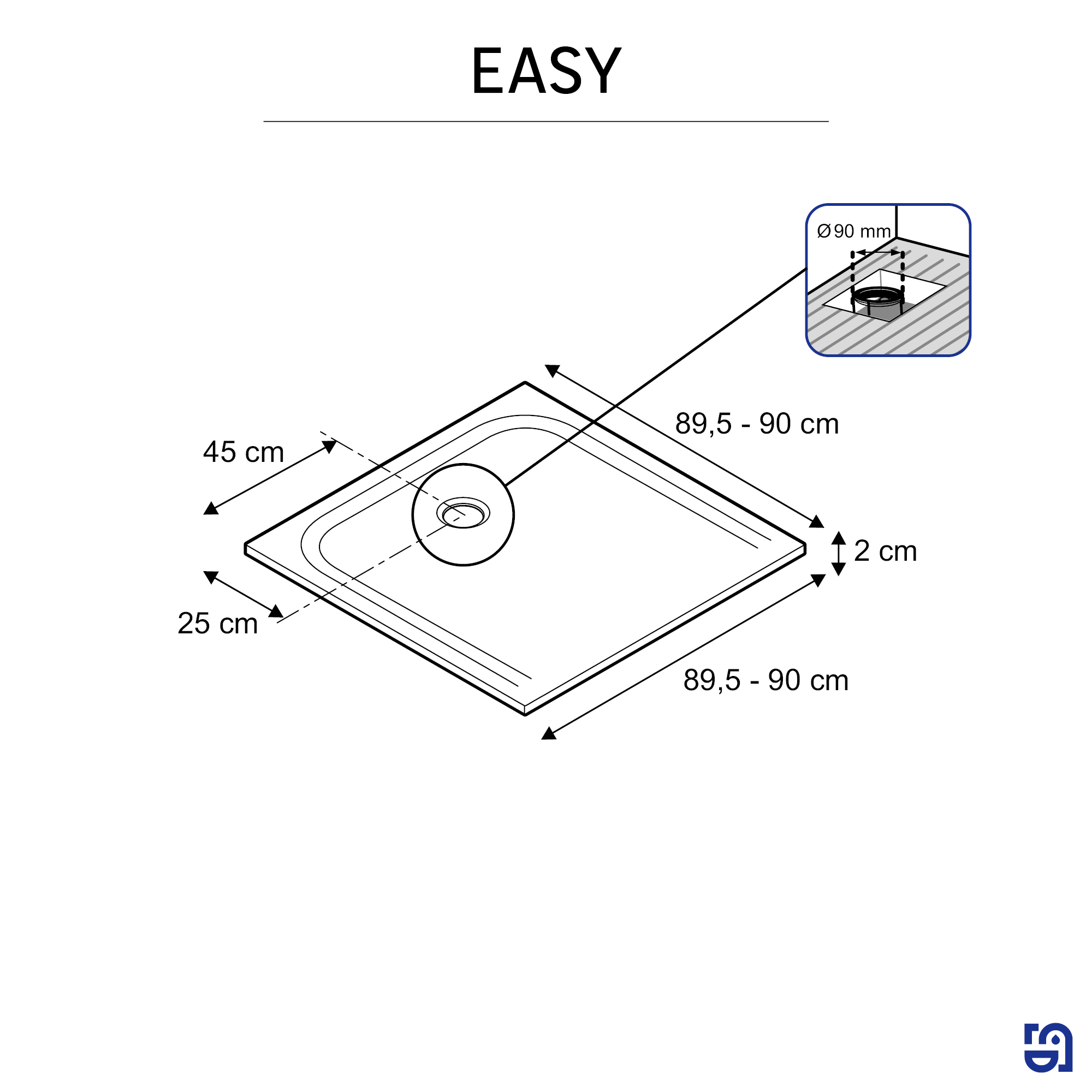 Receveur de douche résine blanc L.90 x l.90 cm Easy 2 - 6
