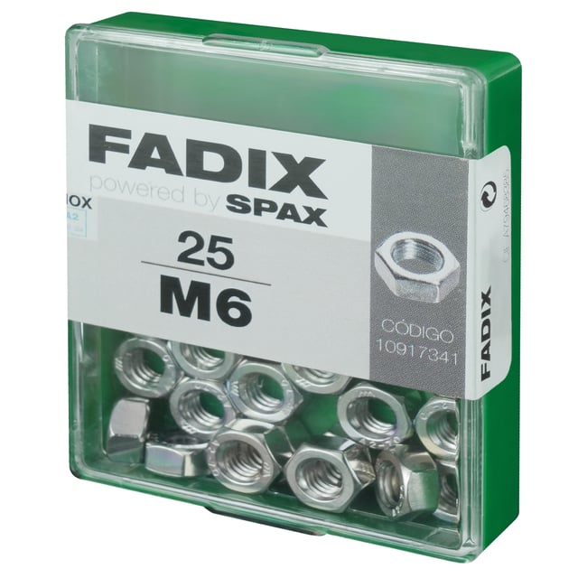 TUERCA HEXAGONAL DIN 934 ACERO INOXIDABLE A2 M6. 25 UDS.