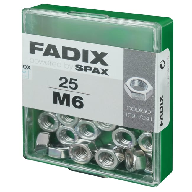 TUERCA HEXAGONAL DIN 934 ACERO INOXIDABLE A2 M6. 25 UDS. - 1