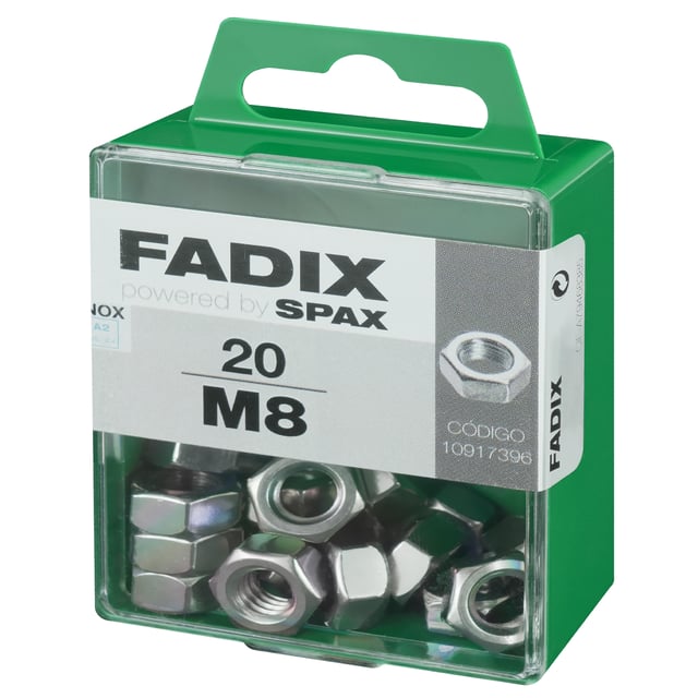 TUERCA HEXAGONAL DIN 934 ACERO INOXIDABLE A2 M8. 20 UDS.