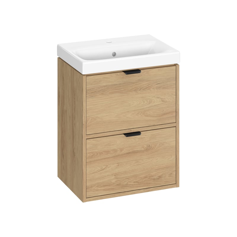 Szafka z umywalką zestaw Atrato 50x35 cm brązowa dąb Cersanit