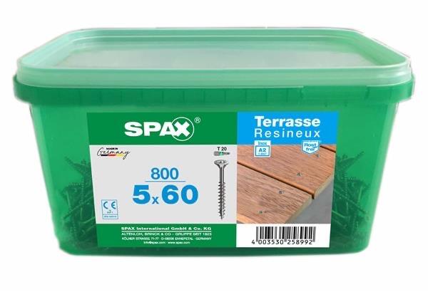 Vis terrasse bois tendre inox A2 Diam. 5,0 x 60 mm Boîte de 800 - SPAX - 2