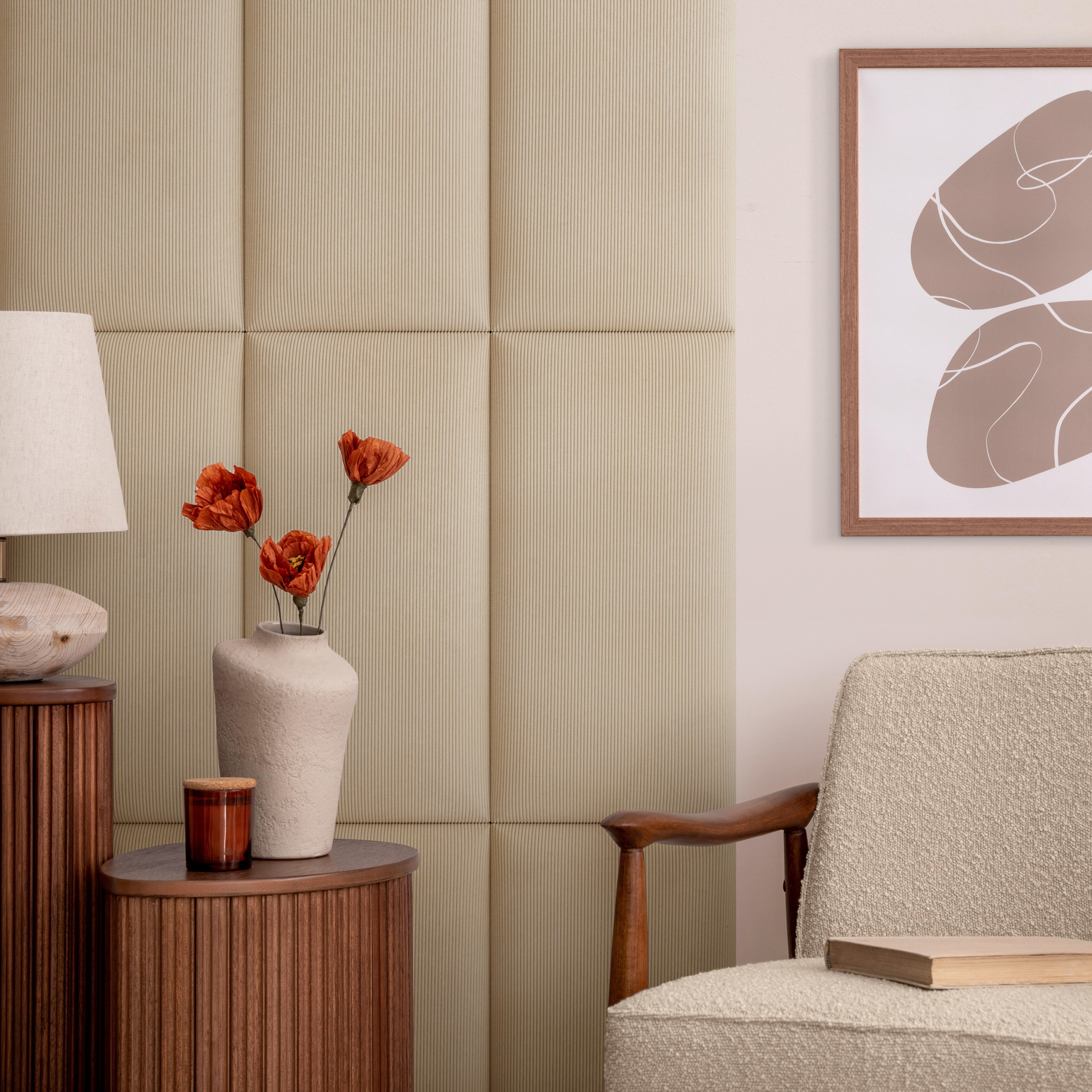 Panel tapicerowany prostokątny 60x30 cm Cordia beżowy - 2