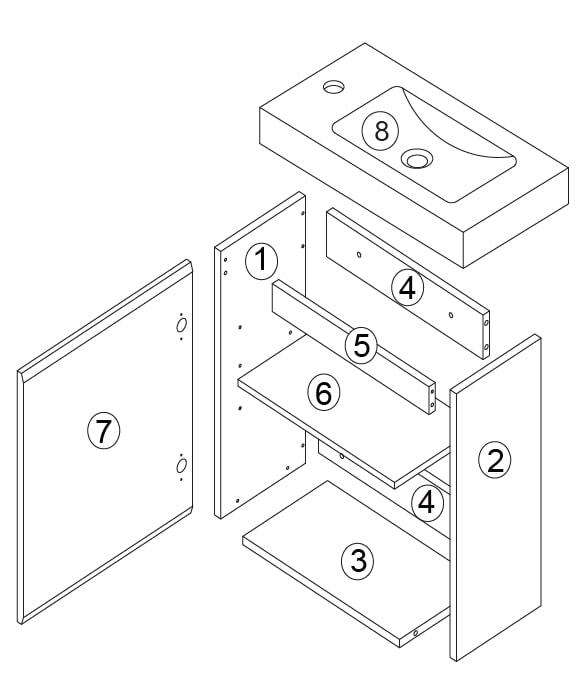 Meuble lave-mains l.40 x H.48 x P.22 cm, effet chêne naturel, Nelys - 3