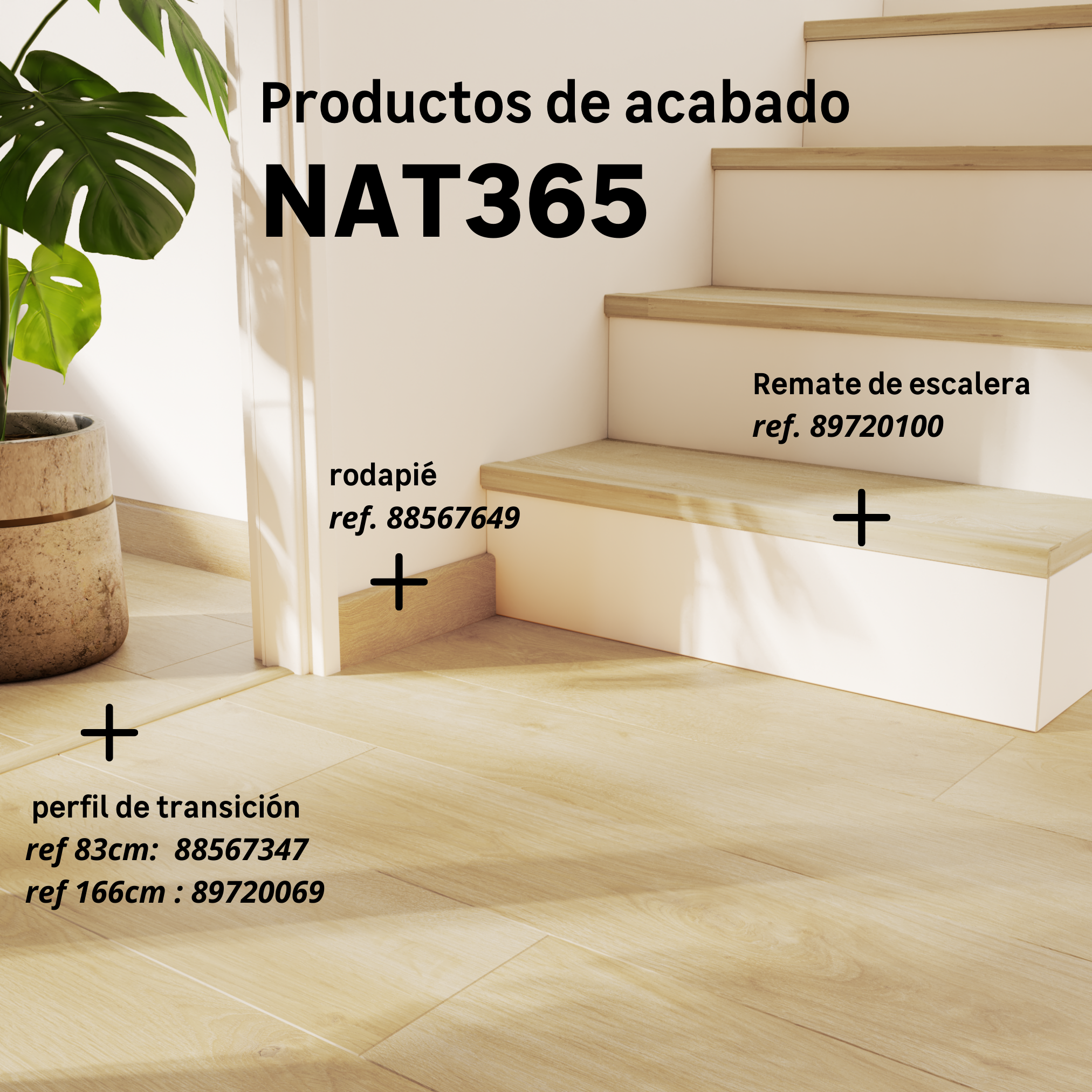 Perfil de acabado 4 en 1 aluminio color madera natural 1660x37 mm ARTENS NAT365 - 5