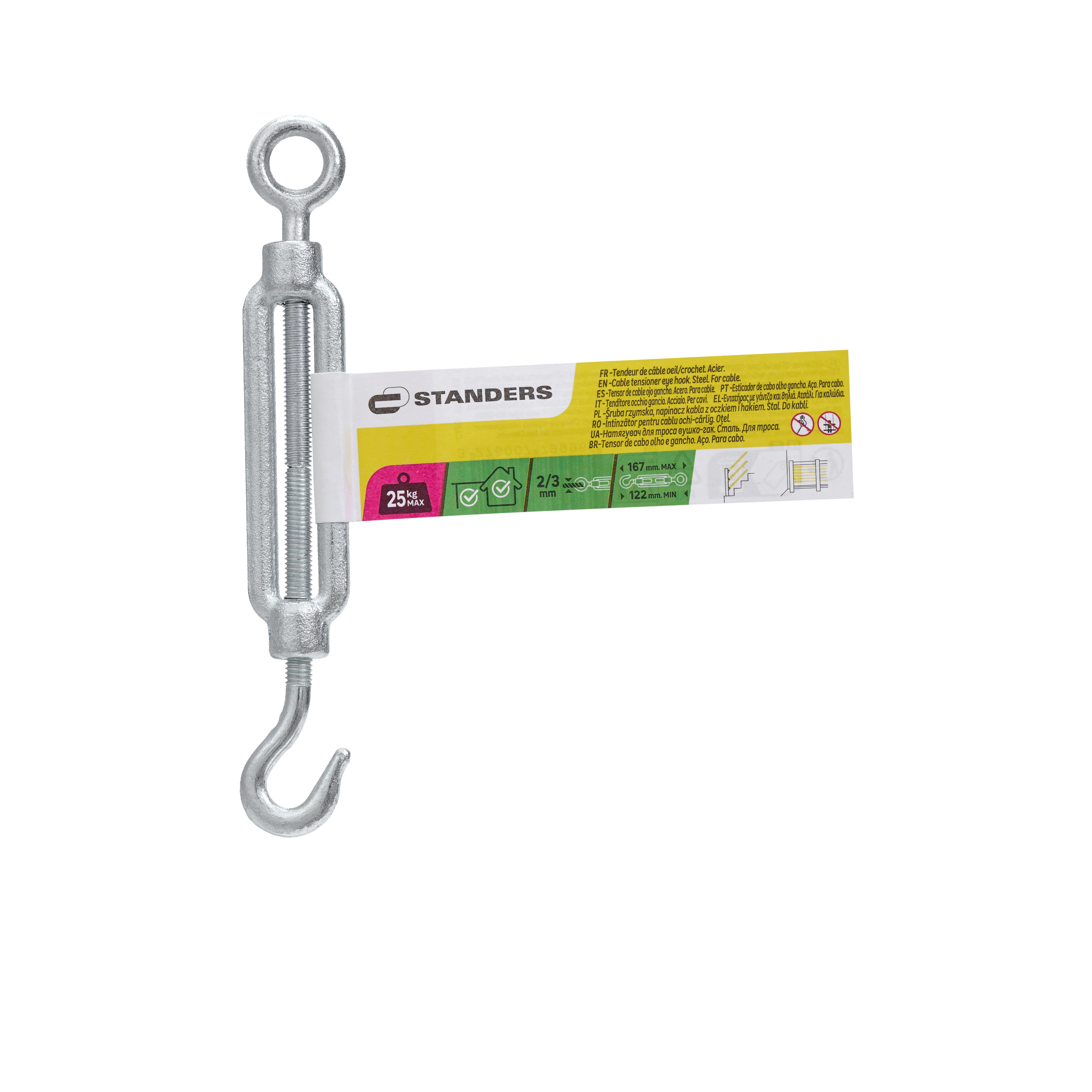 Esticador Olho/Gancho STANDERS aço zincado para cabo 2/3MM até 25KG - 3