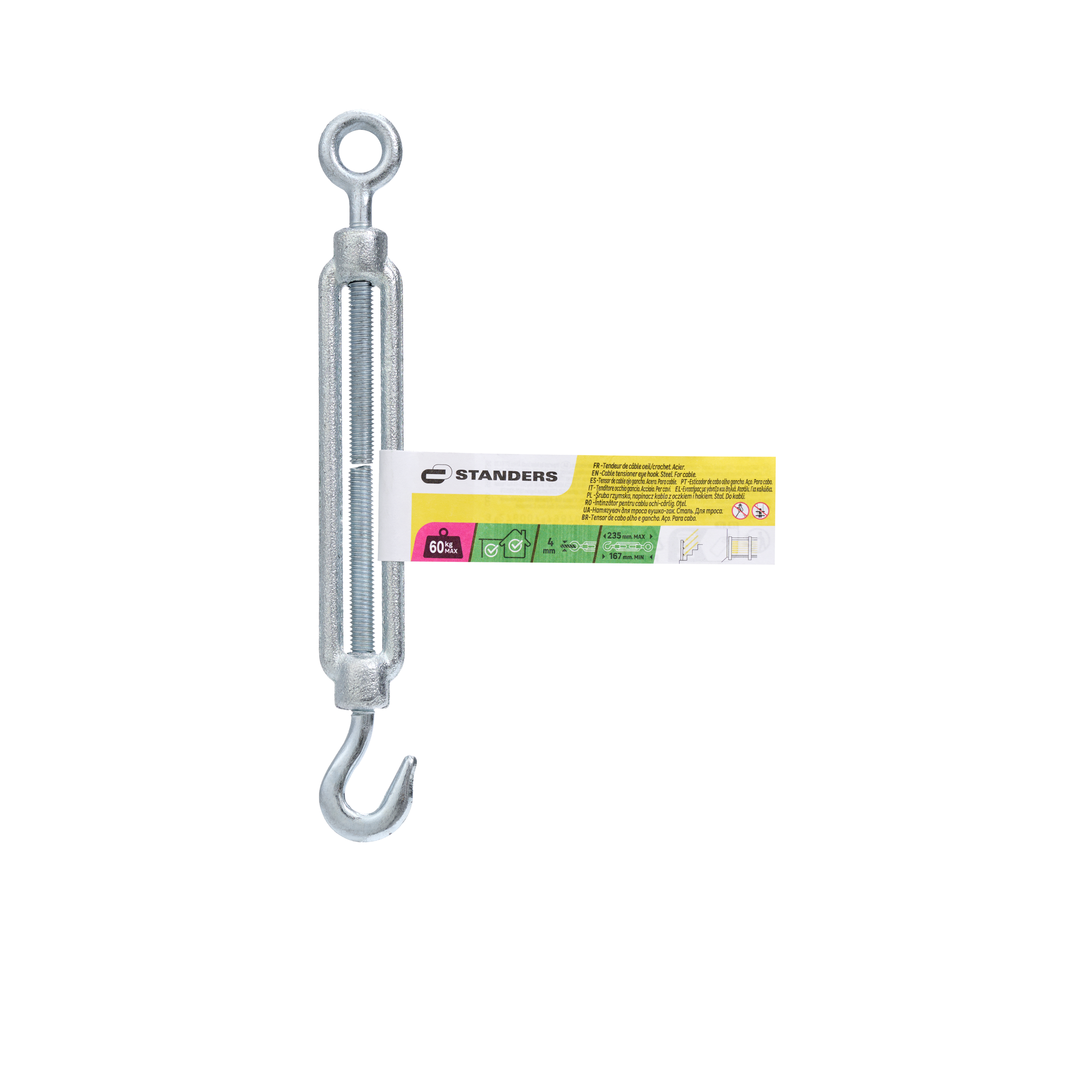 Tensor para cable de ojo/gancho en acero STANDERS para cable de 4 mm - 3