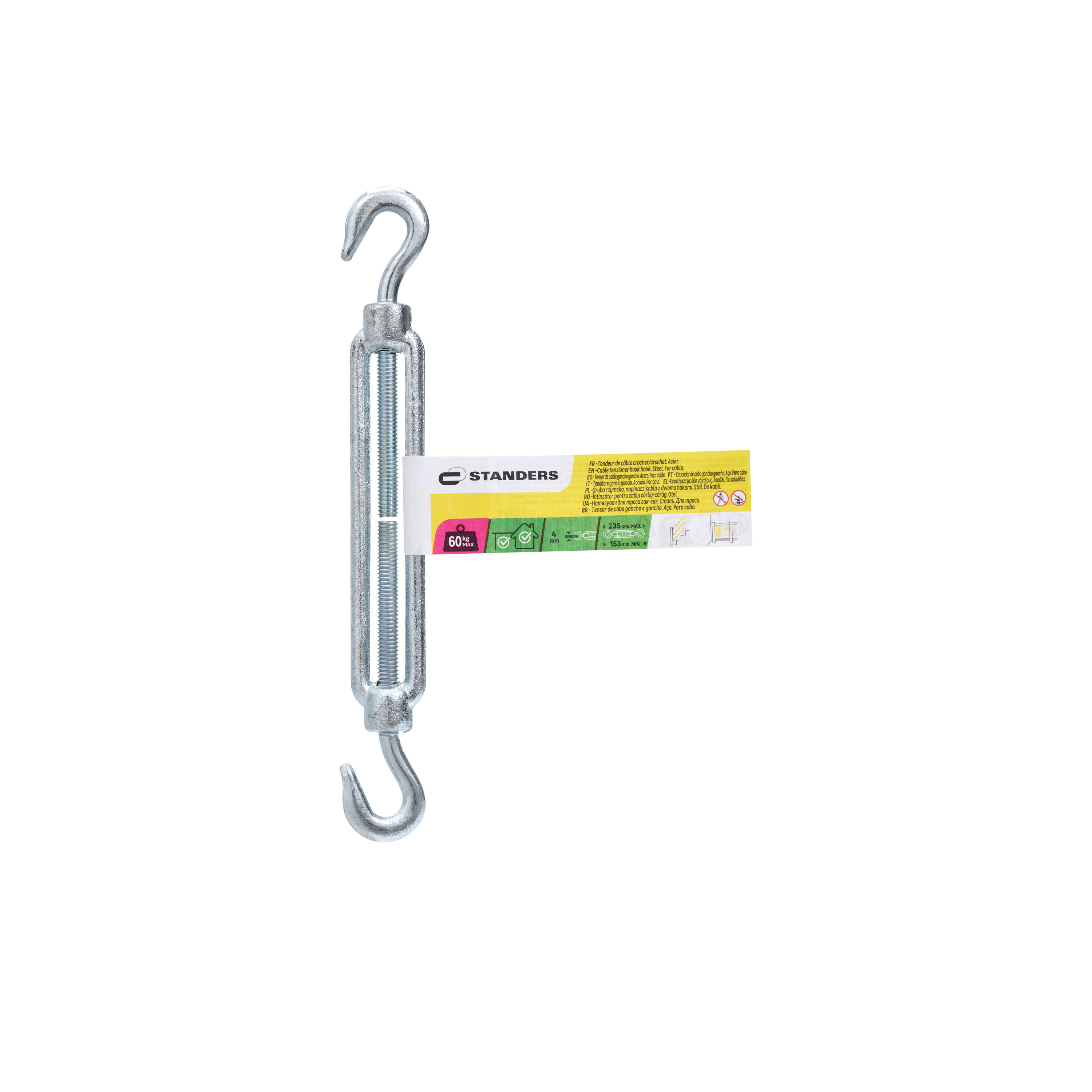 Tensor para cable de gancho/gancho en acero STANDERS para cable de 4 mm - 3