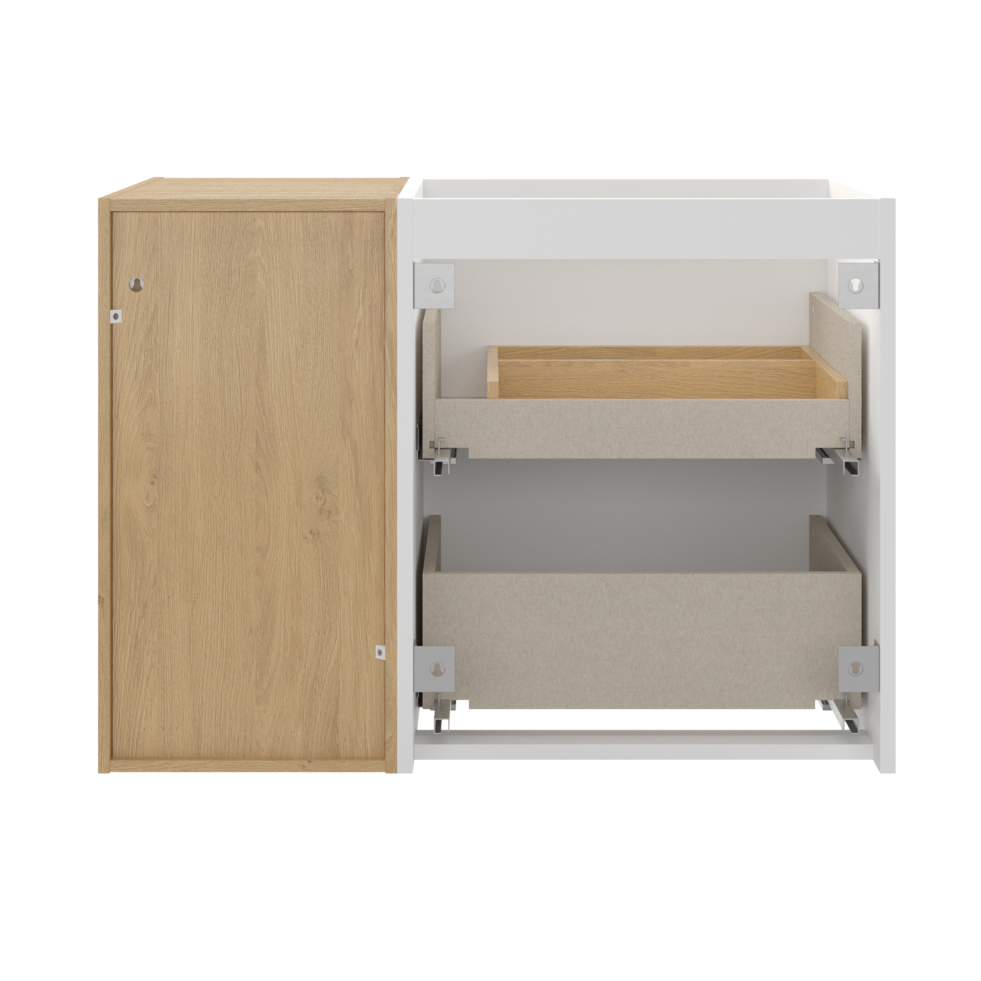 Móvel casa de banho 80 cm 2 gavetas branco mate e  carvalho Sensea Modern - 4