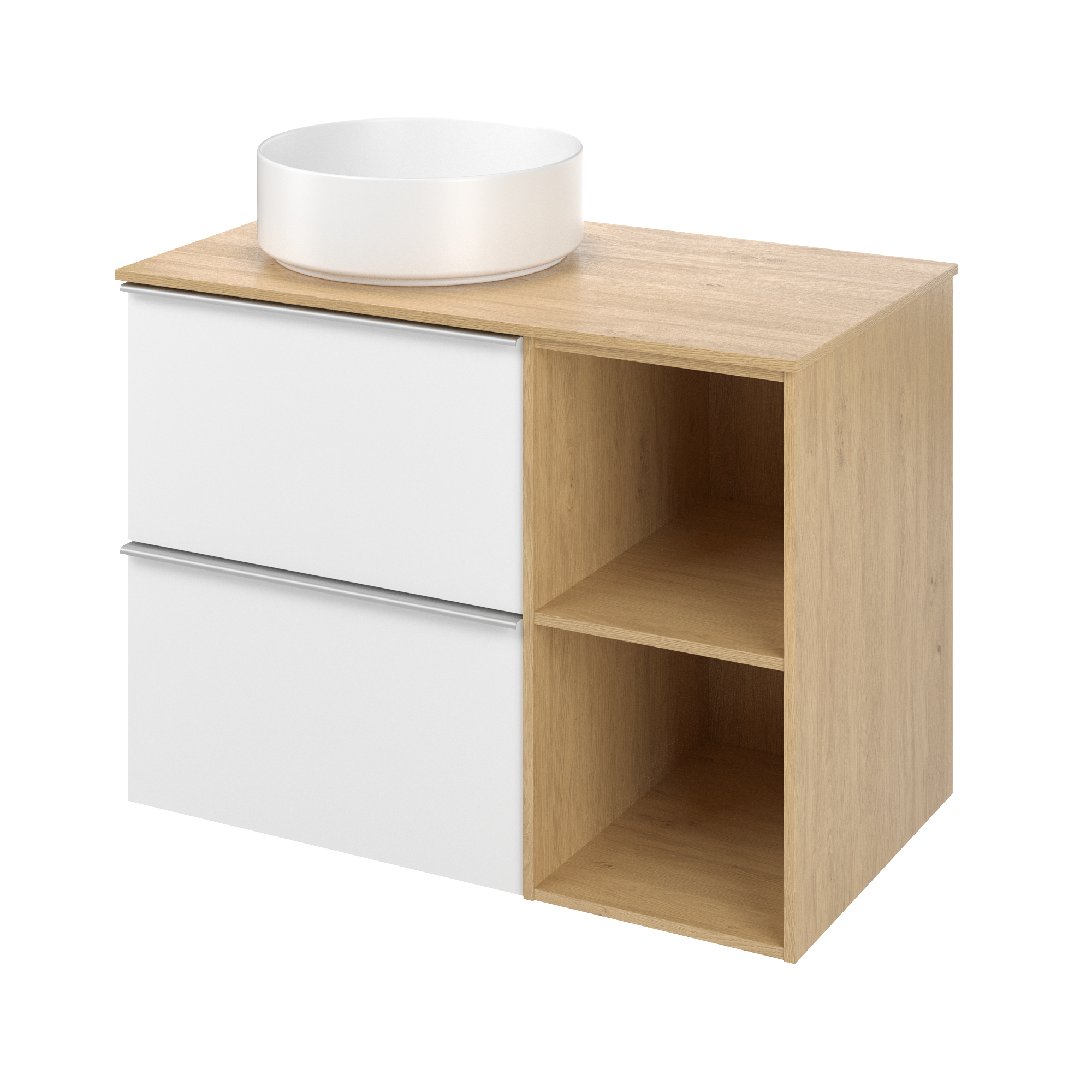 Zestaw szafka podwieszana 80 cm Modern z umywalką biel dąb miodowy Sensea