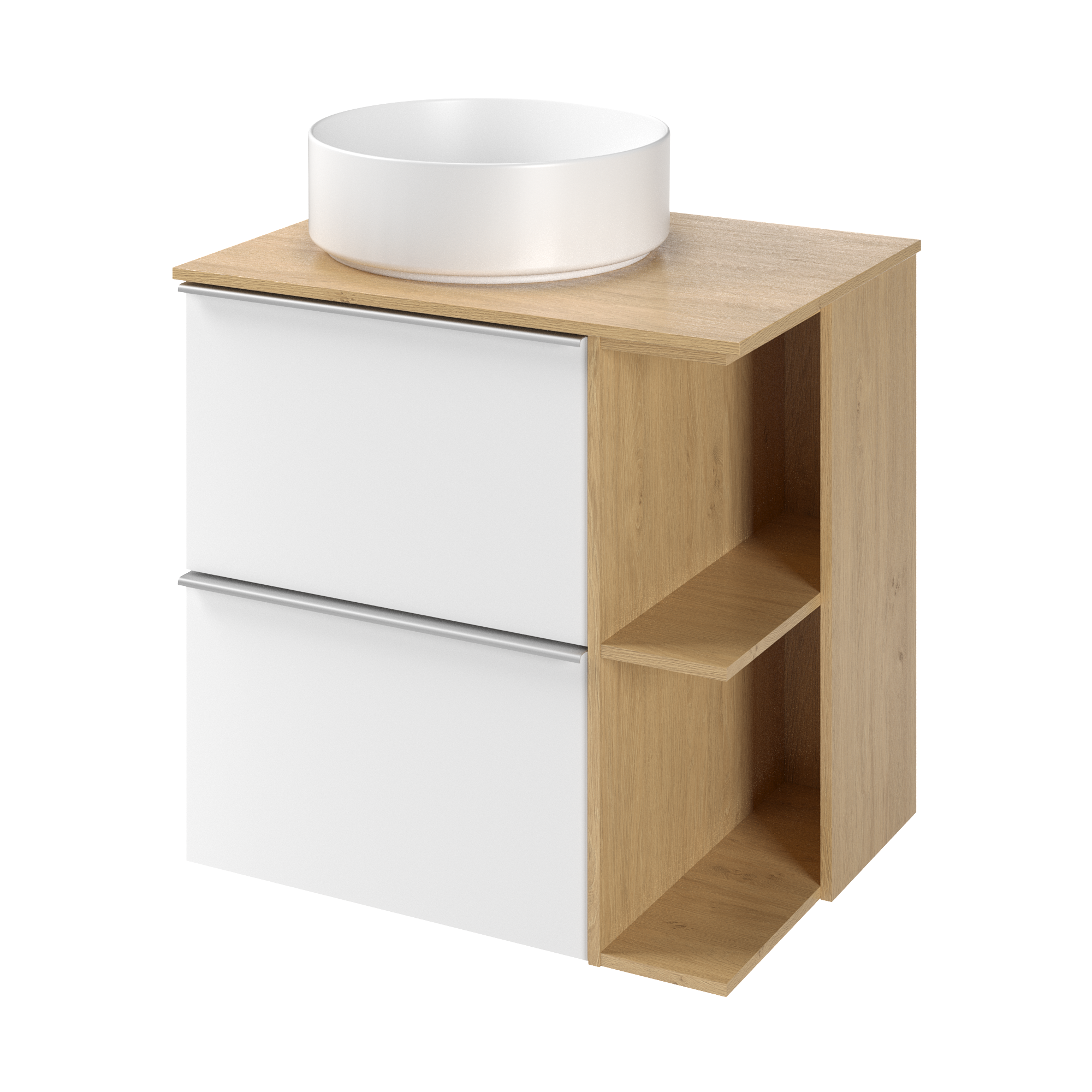 Zestaw szafka Modern 60 cm biel + dąb z umywalką nablatową Studio biel Sensea