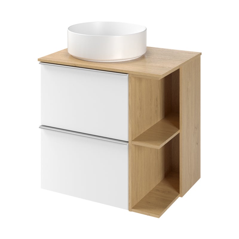 Zestaw szafka Modern 60 cm biel + dąb z umywalką nablatową Studio biel Sensea