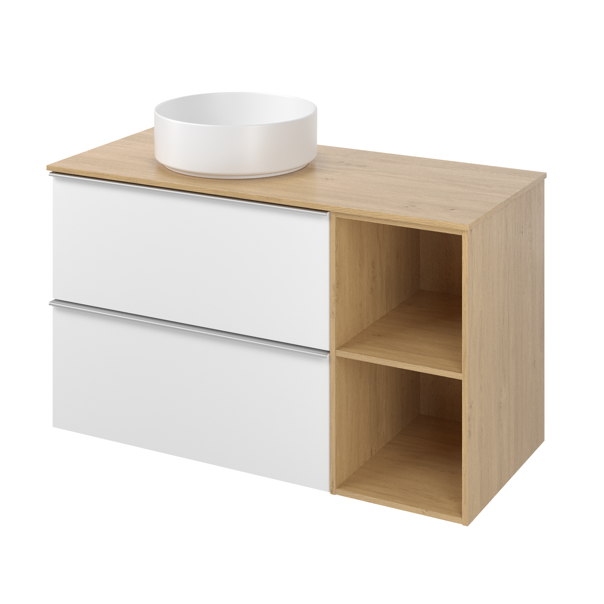 Zestaw szafka podwieszana 100 cm Modern z umywalką biel dąb miodowy Sensea