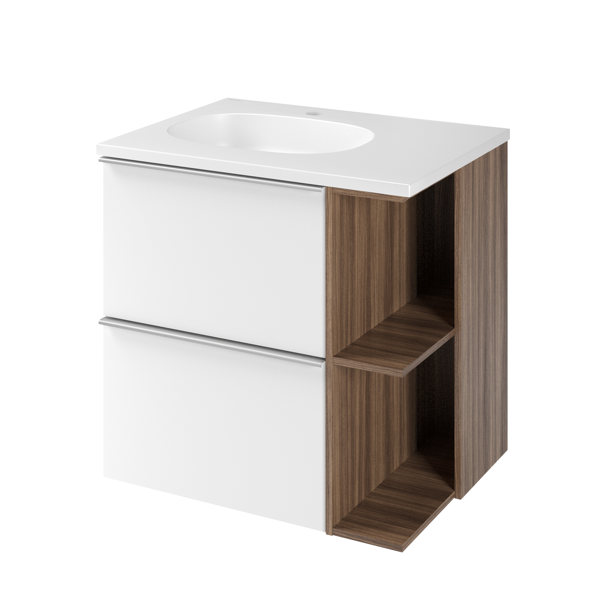 Zestaw szafka podwieszana z umywalką 61 cm Modern biel orzech Sensea