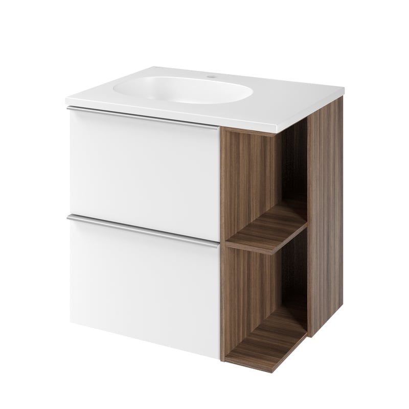 Zestaw szafka podwieszana z umywalką 61 cm Modern biel orzech Sensea