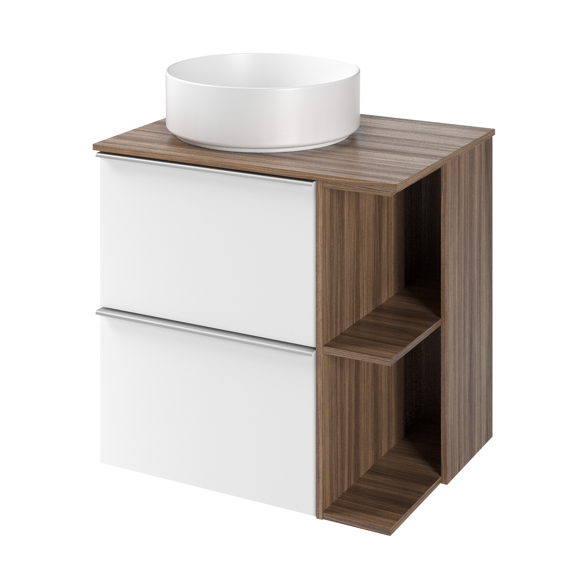 Zestaw szafka podwieszana 60 cm Modern z umywalką biel orzech Sensea