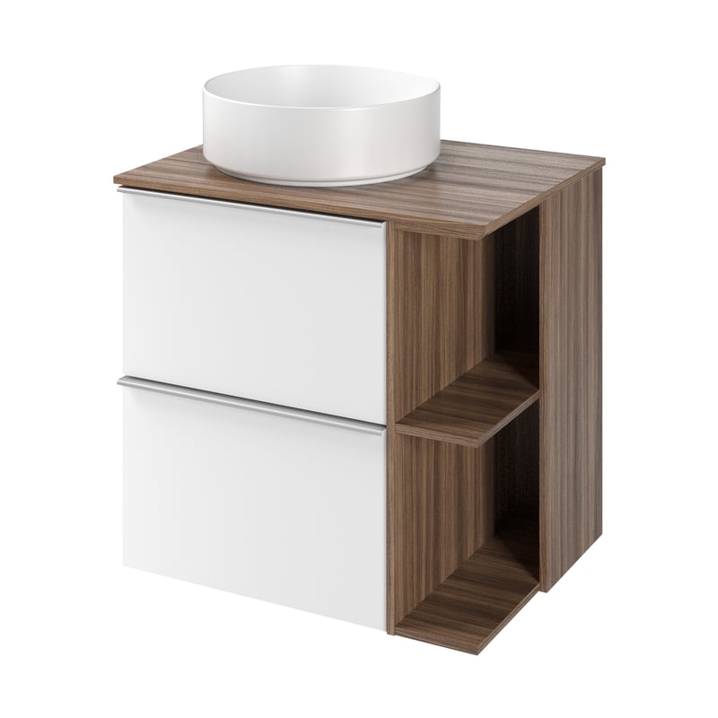 Zestaw szafka podwieszana 60 cm Modern z umywalką biel orzech Sensea