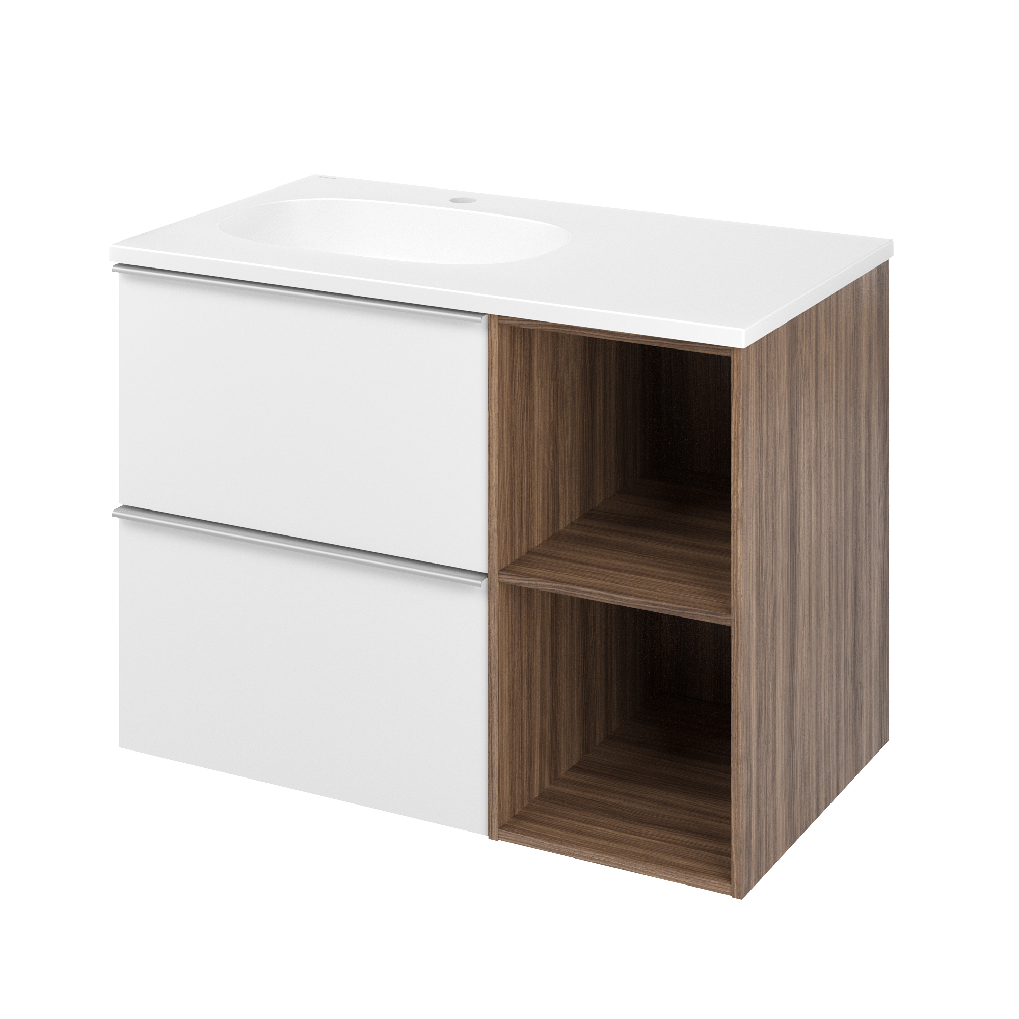 Zestaw szafka podwieszana z umywalką 81 cm Modern biel orzech Sensea