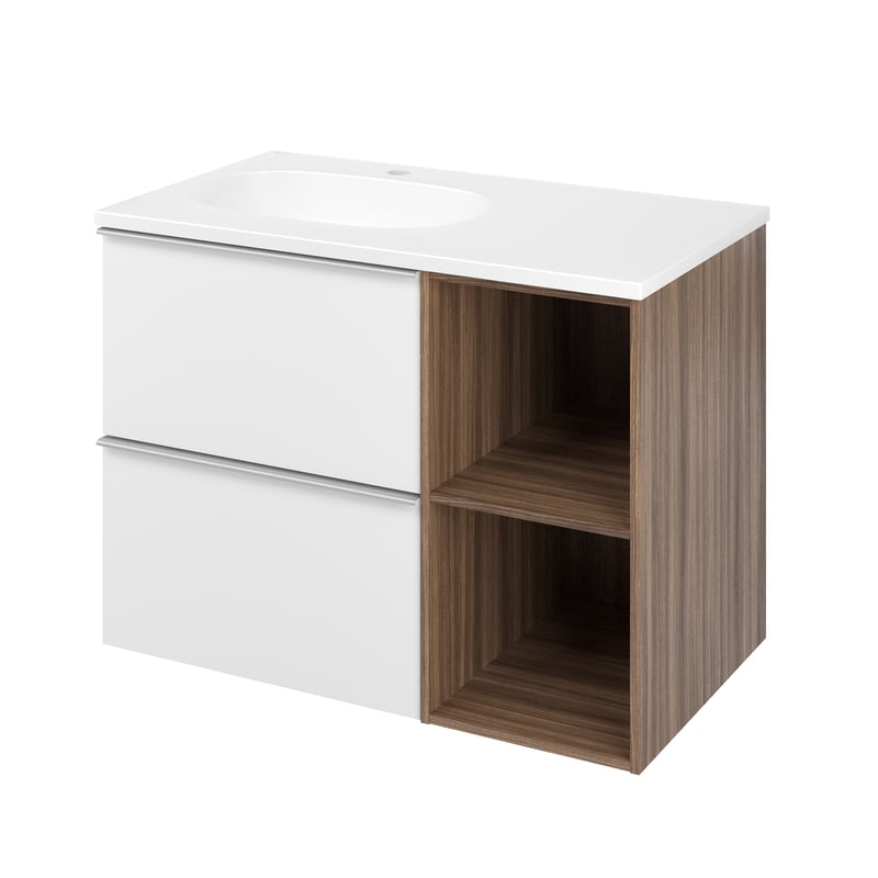 Zestaw szafka podwieszana z umywalką 81 cm Modern biel orzech Sensea