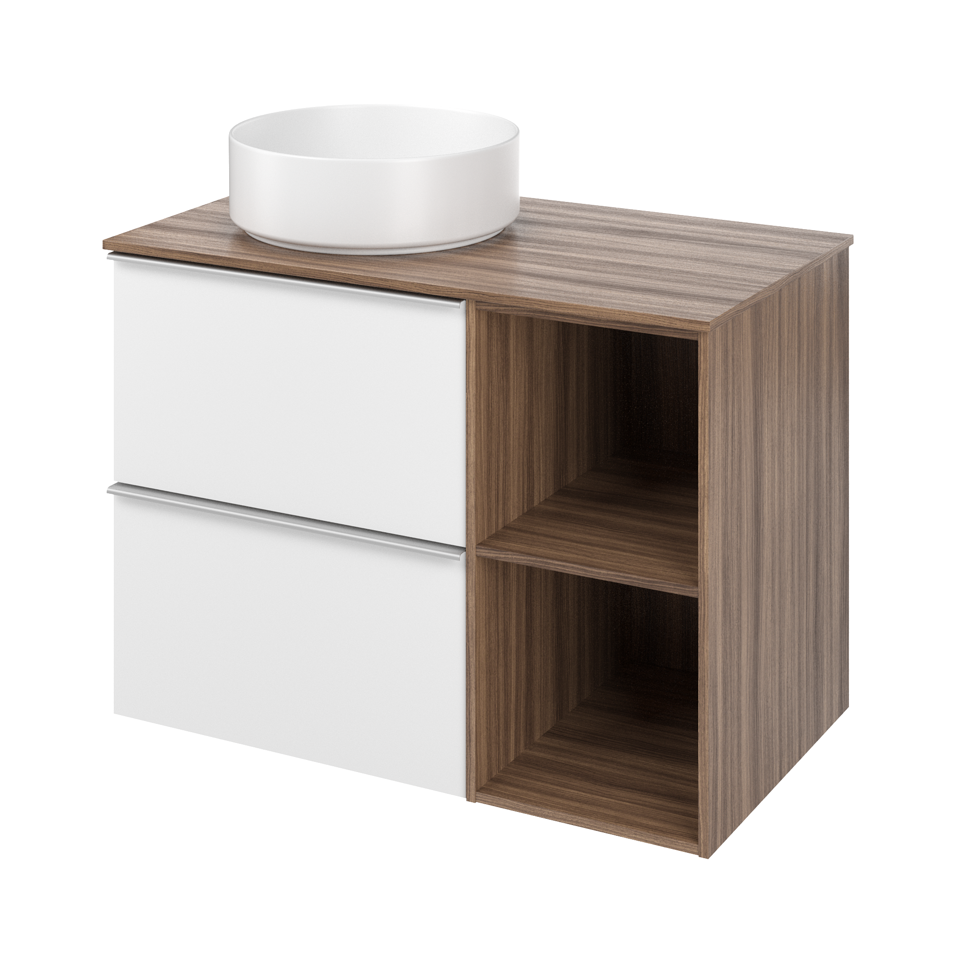 Zestaw szafka podwieszana 80 cm Modern z umywalką biel orzech Sensea