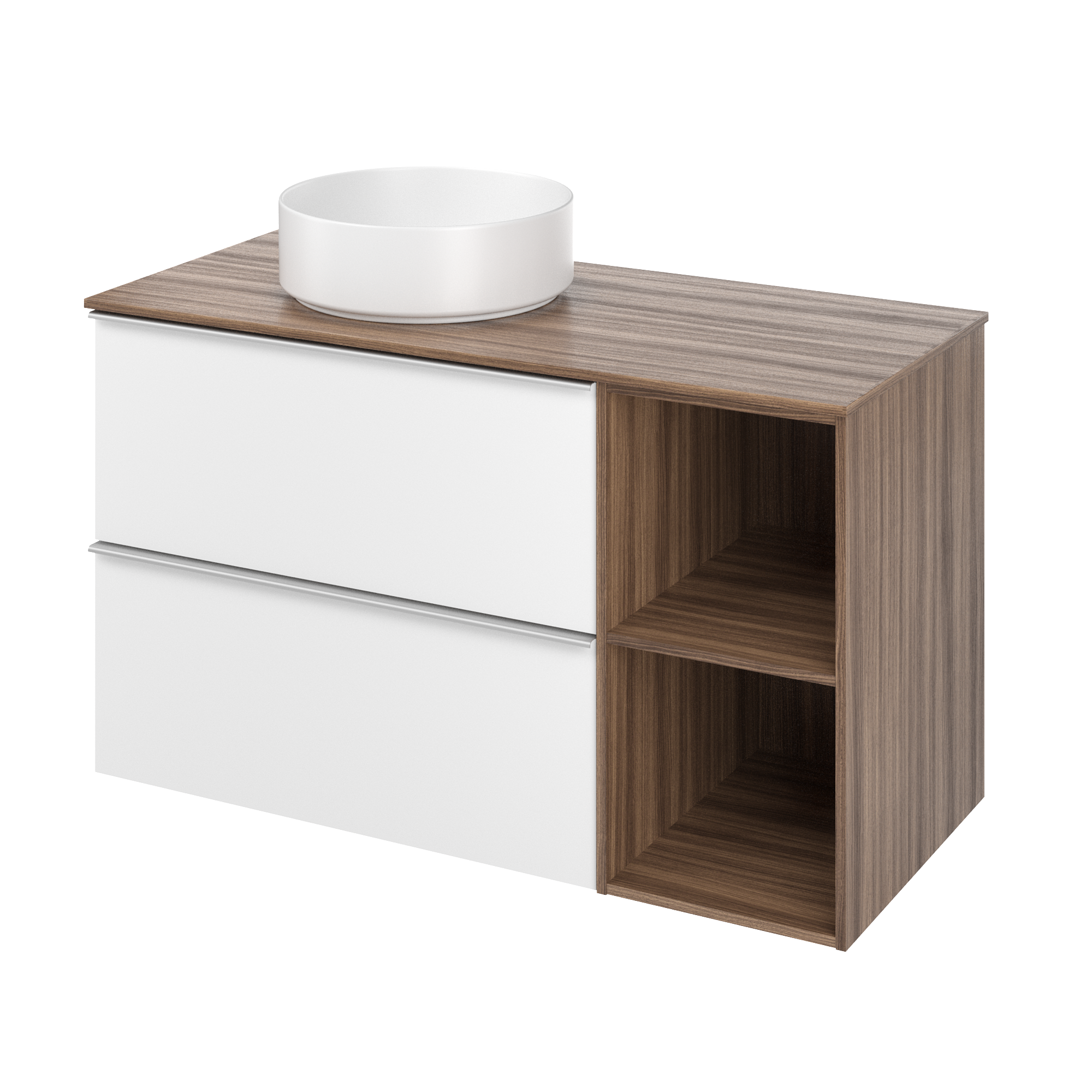 Zestaw szafka podwieszana 100 cm Modern z umywalką biel orzech Sensea