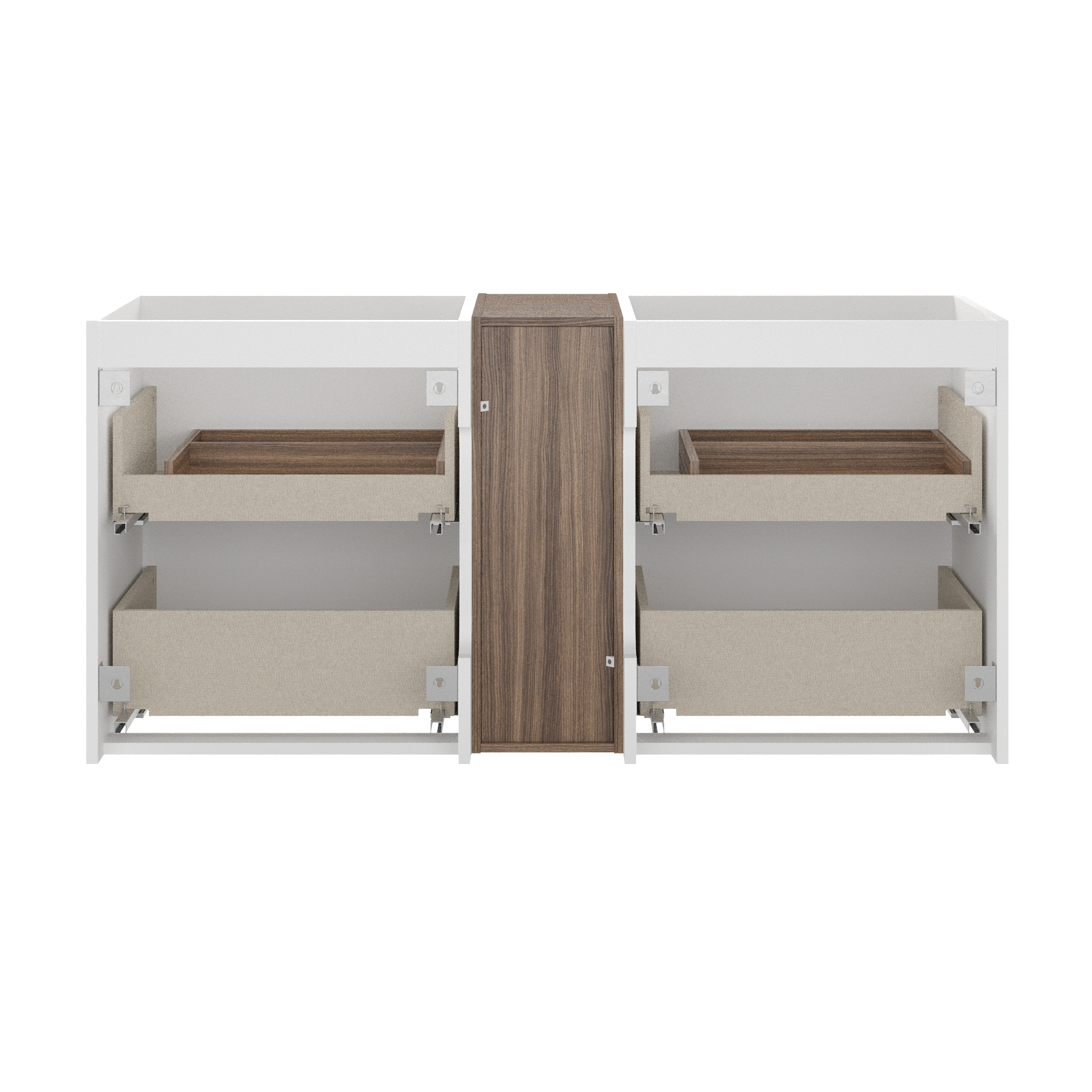 Móvel casa de banho 120 cm 4 gavetas branco mate e  nogueira Sensea Modern - 6