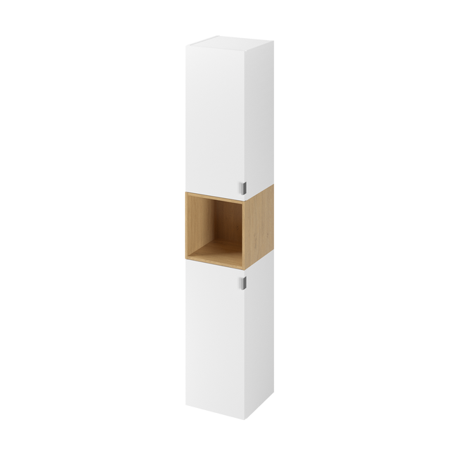 Colonne 2p l.30 x H.161.6 x P.30 cm chêne miel et blanc mat Modern