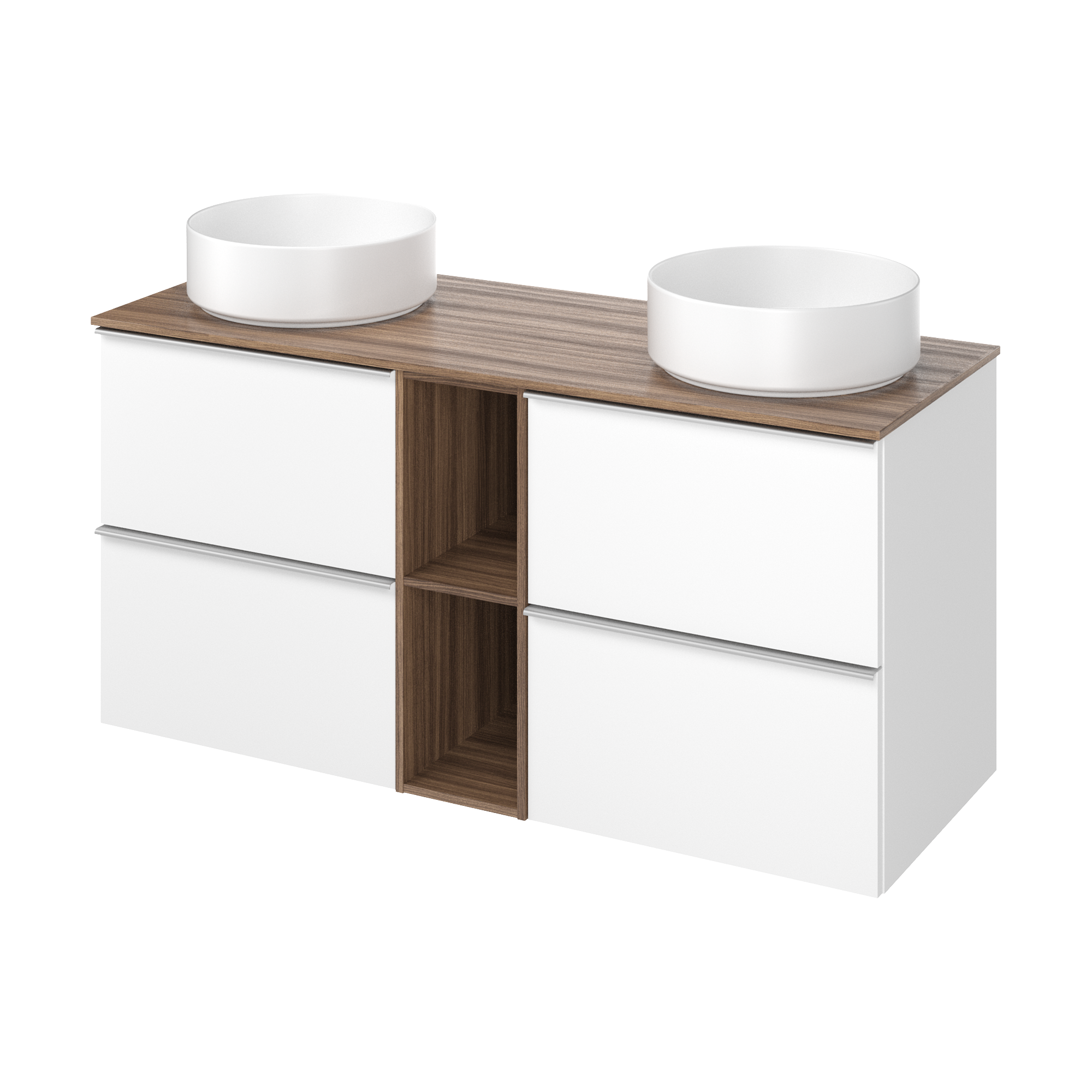 Zestaw szafka podwieszana 120 cm Modern z umywalką biel orzech Sensea