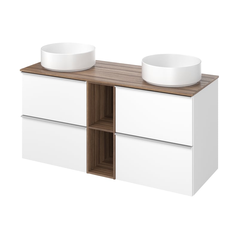 Zestaw szafka podwieszana 120 cm Modern z umywalką biel orzech Sensea