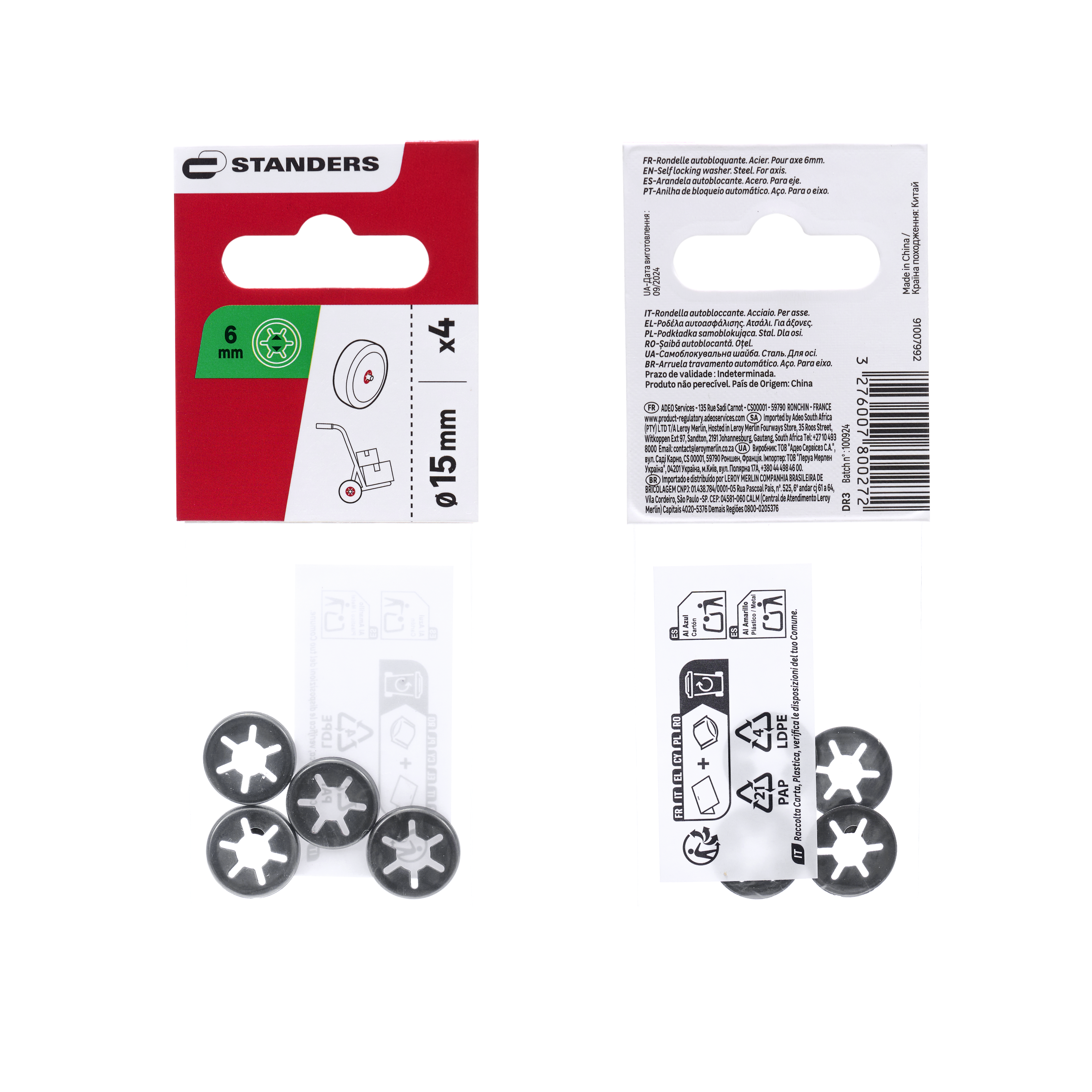 4 Anilhas de bloqueio STANDERS 6MM - 3