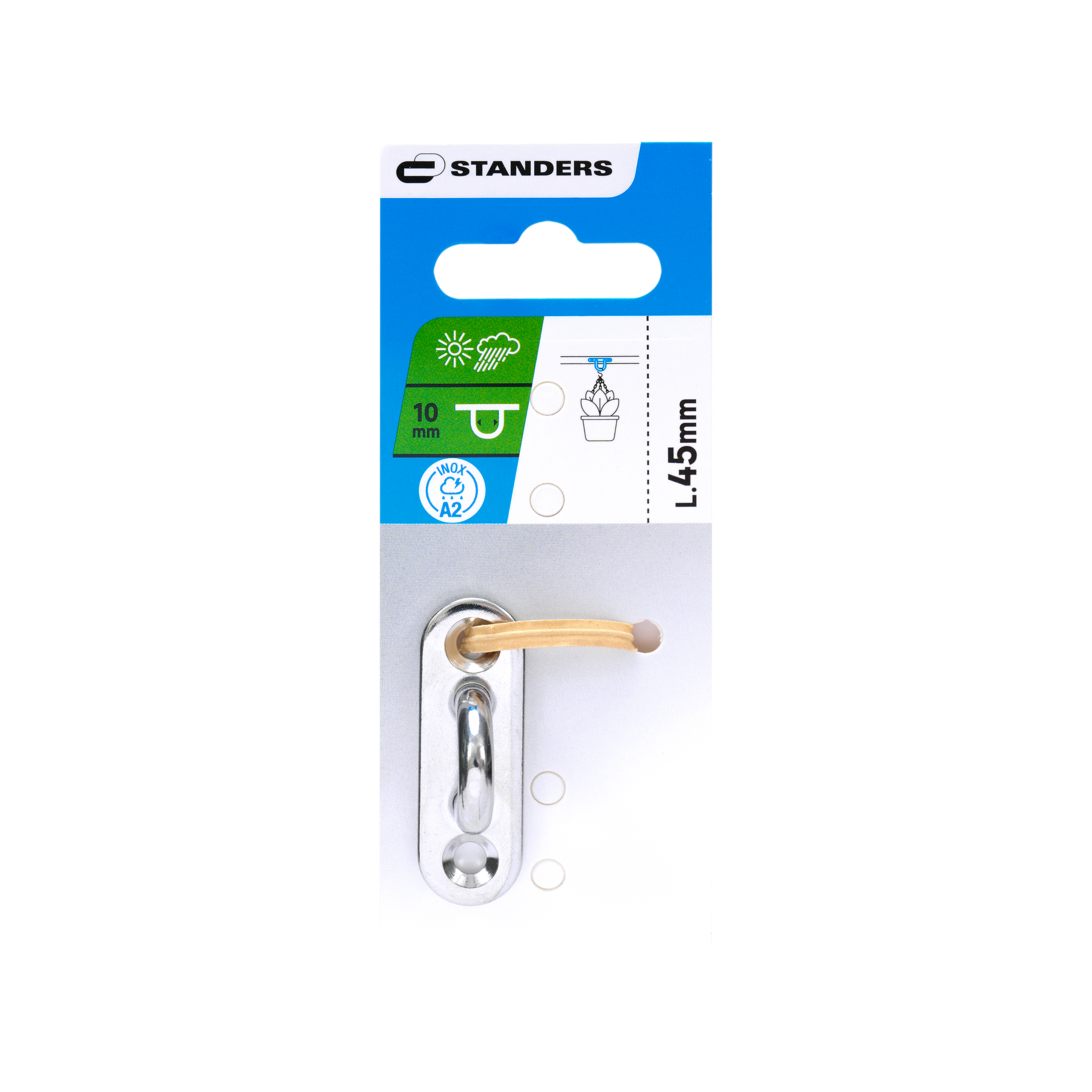 Gancho cerrado con placa en acero inoxidable L. 40 x A. 15 mm - 3