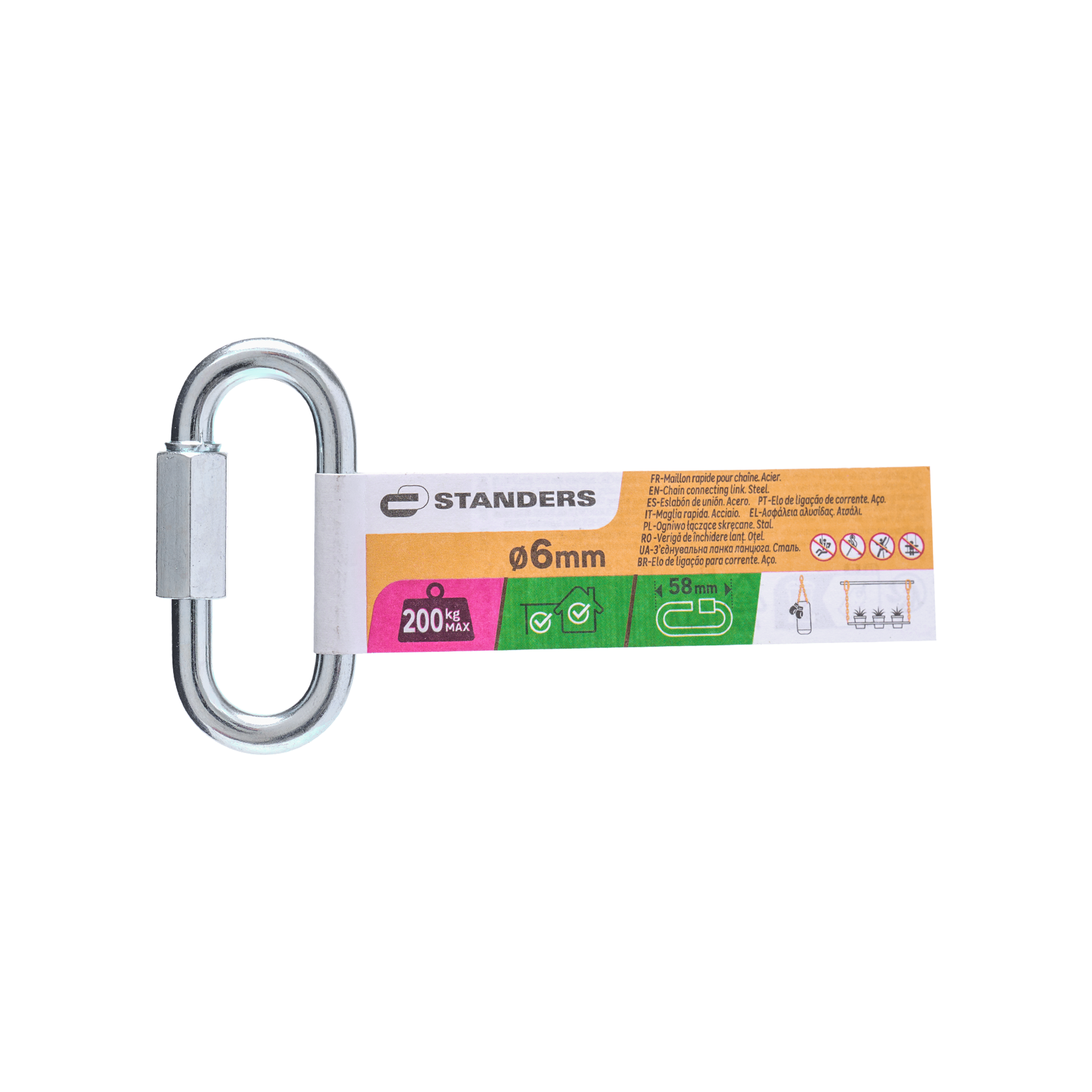 Eslabón de unión de acero cincado STANDERS carga max. 200 kg ø 6 mm - 3