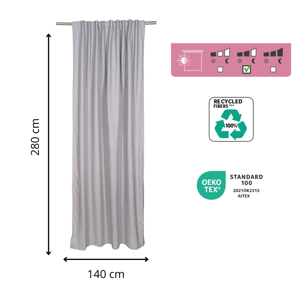 Voilage tamisant, Axana, gris H.280 x l.140 cm INSPIRE - 2