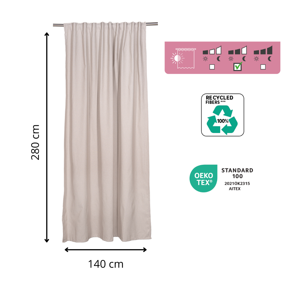 Voilage tamisant, Axana, beige H.280 x l.140 cm INSPIRE - 2