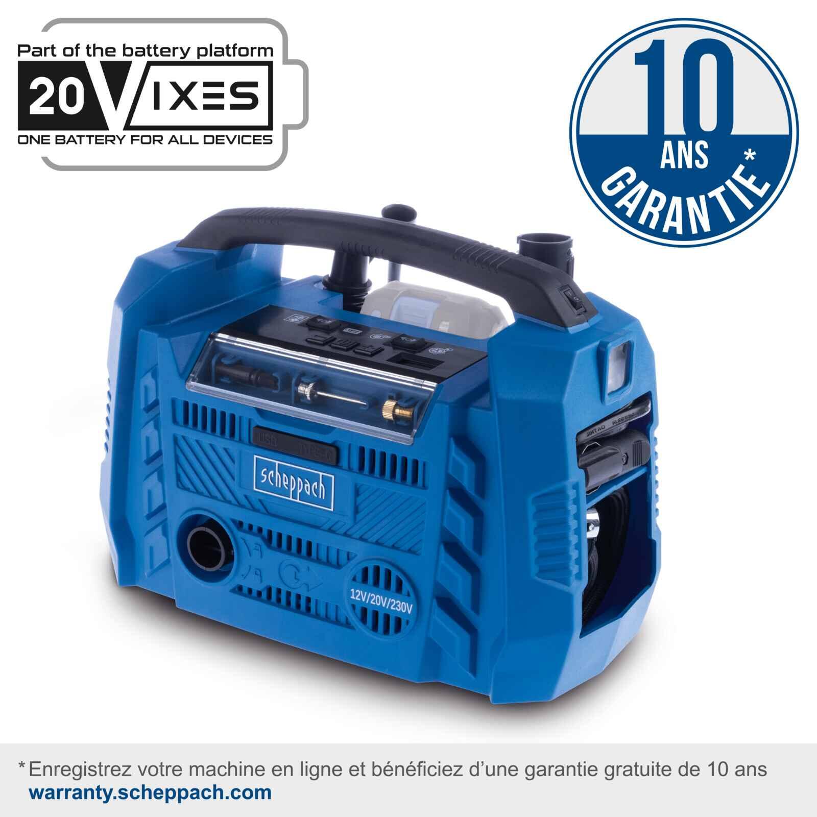 Compresseur SCHEPPACH, 20V Batterie 2Ah + Chargeur, AIRFORCE6 - 10
