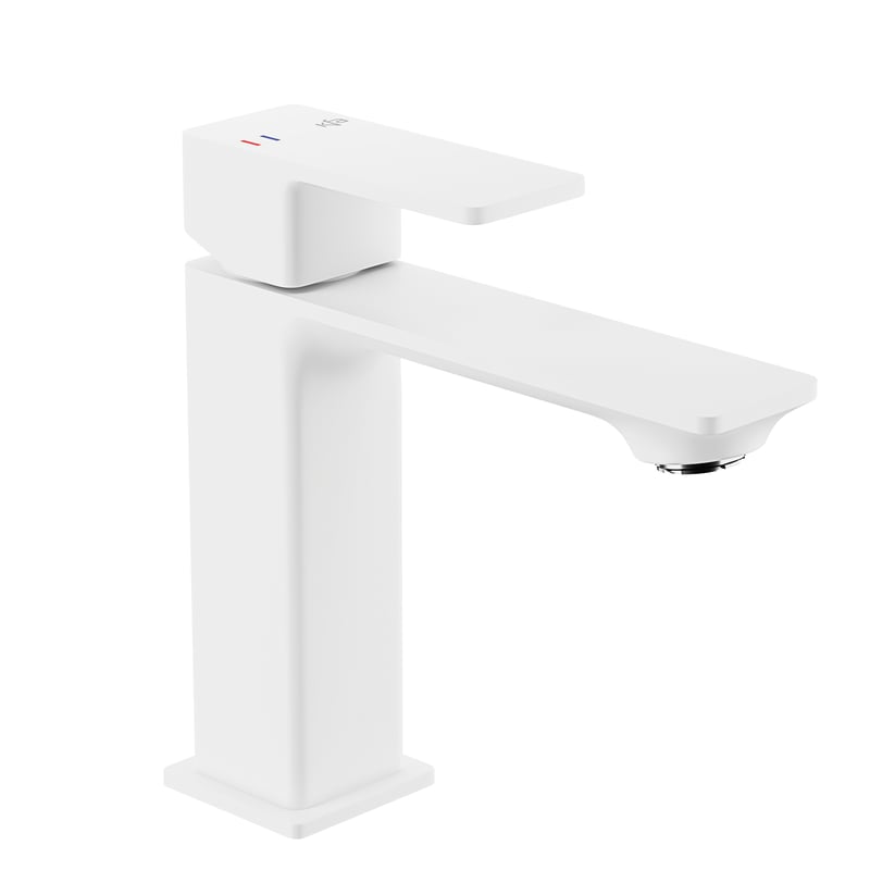 Bateria umywalkowa biała 16.3 cm z korkiem klik-klak Dust KFA Armatura