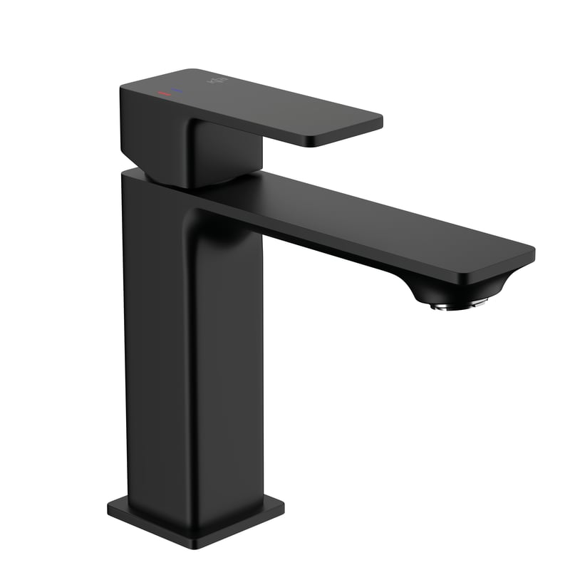 Bateria umywalkowa czarna 16.3 cm z korkiem klik-klak Dust KFA Armatura