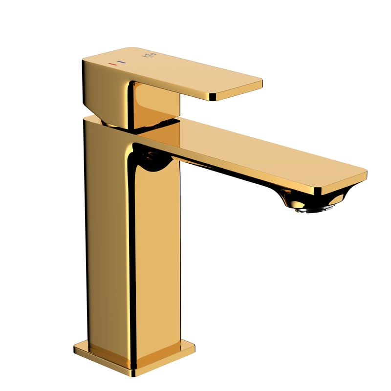 Bateria umywalkowa złota połysk 16.3 cm z korkiem klik-klak Dust KFA Armatura