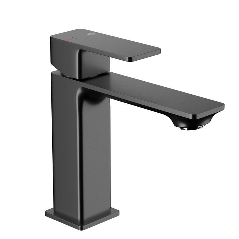 Bateria umywalkowa gun metal 16.3 cm z korkiem klik-klak Dust KFA Armatura